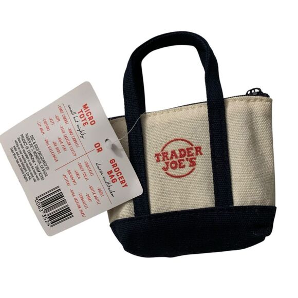 Trader Joe’s Navy Canvas Micro Tote with Grocery Bag Limited Edition Mini NWT - Picture 3 of 4